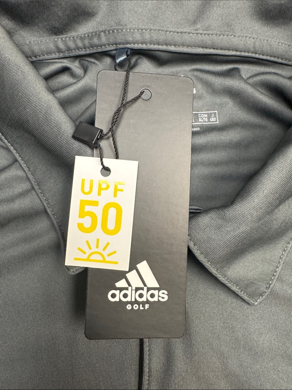 adidas Men's Charcoal Gray Polo Shirt with Tonal Stripes - Picture 7 of 11